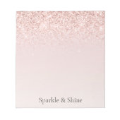Blush Pink Glitz Glitzer Sparkasse Notizblock (Vorderseite)
