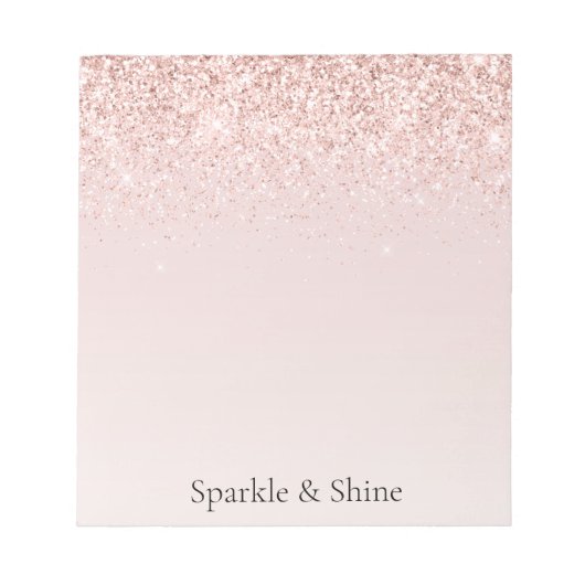 Blush Pink Glitz Glitzer Sparkasse Notizblock (Vorderseite)