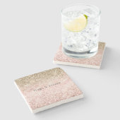 Blush Pink Glitz Glitzer Sparkasse Steinuntersetzer (Seitenansicht)