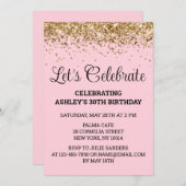 Blush Pink Glitzer 30. Geburtstag Feiern Einladung (Vorne/Hinten)