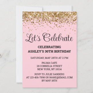 Blush Pink Glitzer 30. Geburtstag Feiern Einladung