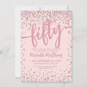 Blush Pink Glitzer 50. Geburtstag Einladung (Vorderseite)