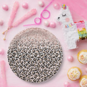 Blush Pink Glitzer Black Creme Leopard Printwerbun Pappteller (Party)