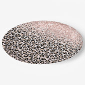 Blush Pink Glitzer Black Creme Leopard Printwerbun Pappteller (Schrägansicht)