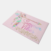 Blush Pink Glitzer Boho Feather Summer Vibes Fußmatte (Schrägansicht)