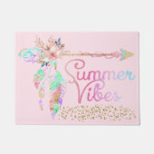 Blush Pink Glitzer Boho Feather Summer Vibes Fußmatte (Vorderseite)