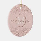 Blush Pink Glitzer Boss Lady CEO Monogram Keramik Ornament (Rechts)