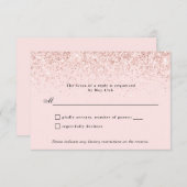 Blush Pink Glitzer Confetti Personalisiert RSVP Ca (Vorne/Hinten)