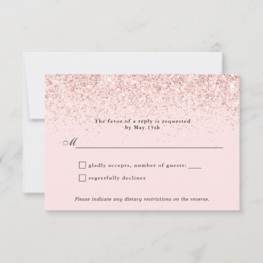 Blush Pink Glitzer Confetti Personalisiert RSVP Ca Karte (Vorderseite)