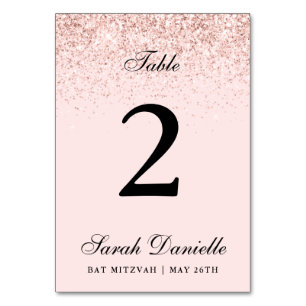 Blush Pink Glitzer Confetti Personalisiert Table N Tischnummer