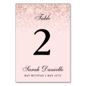 Blush Pink Glitzer Confetti Personalisiert Table N Tischnummer (Rückseite)