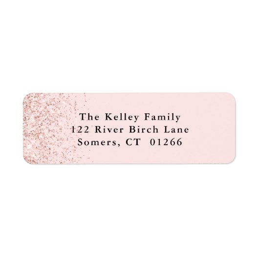 Blush Pink Glitzer Confetti Personalisierte Adress (Vorne)