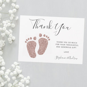 Blush Pink Glitzer Feet Baby Dusche Vielen Dank Dankeskarte