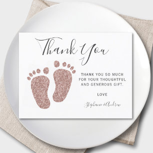 Blush Pink Glitzer Feet Baby Dusche Vielen Dank Postkarte