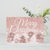 Blush Pink Glitzer Frohe Weihnachten Rosa Bäume (Stehend Vorderseite)