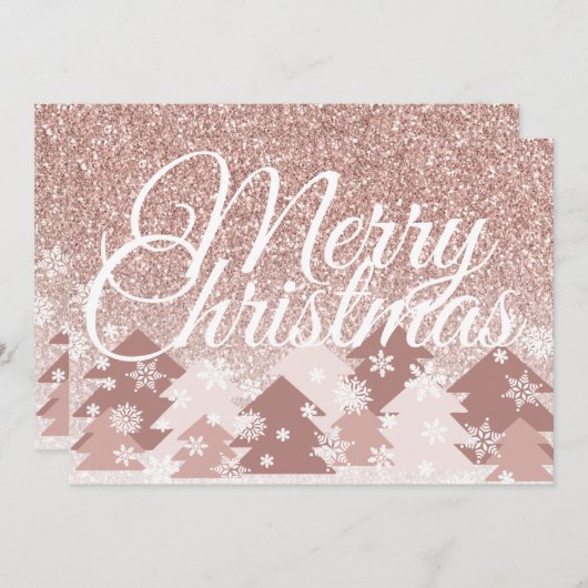 Blush Pink Glitzer Frohe Weihnachten Rosa Bäume (Vorne/Hinten)