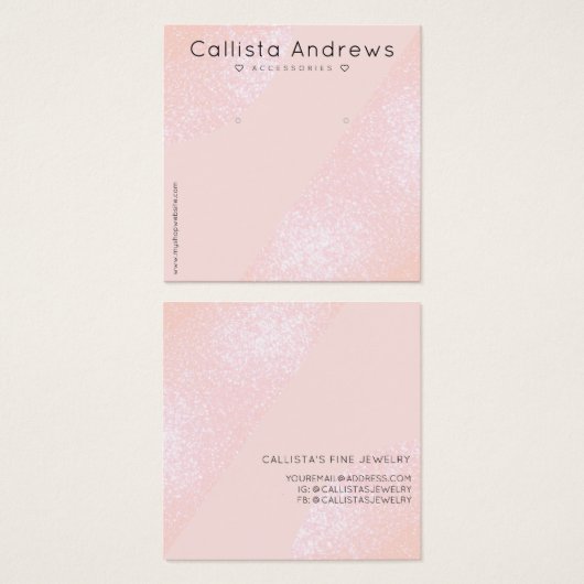 Blush Pink Glitzer Geo Heart Earring Display (Vorne & Hinten)