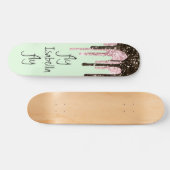 Blush Pink Glitzer Girly Glitzern Name Minze Grün Skateboard (Horizontal)