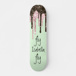 Blush Pink Glitzer Girly Glitzern Name Minze Grün Skateboard