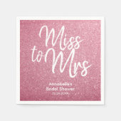 Blush Pink Glitzer Glam Miss an Mrs. Brautparty Serviette (Vorderseite)