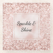 Blush Pink Glitzer Glitz Glasuntersetzer (Vorderseite)