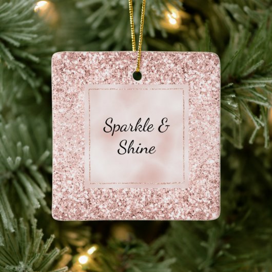 Blush Pink Glitzer Glitz Keramikornament (Baum)