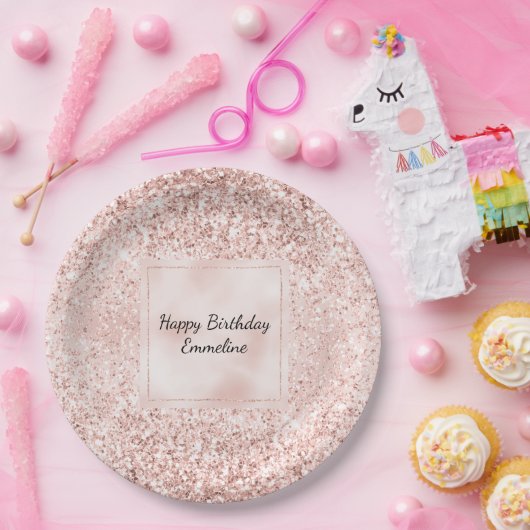 Blush Pink Glitzer Glitz     Pappteller (Party)