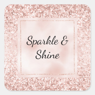 Blush Pink Glitzer Glitz     Quadratischer Aufkleber