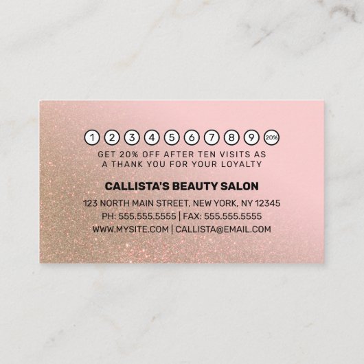 Blush Pink Glitzer Gradient Typografie Treuekarte (Rückseite)