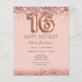 Blush Pink Glitzer Happy 16. Geburtstag (Vorderseite)