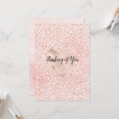 Blush Pink Glitzer Leopard Print Heart Karte (Vorderseite/Rückseite Beispiel)