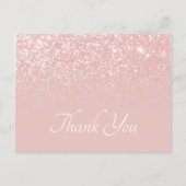 Blush Pink Glitzer Ombre Vielen Dank Postkarte (Vorderseite)