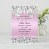 Blush Pink Glitzer Pearl Bow Quinceanera Geburtsta Einladung (Stehend Vorderseite)