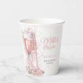 Blush Pink Glitzer Perlen und Prosecco Vielen Dank Pappbecher (Rückseite)