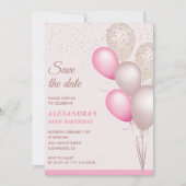 Blush Pink Glitzer Save the Date 68. Geburtstag Einladung (Vorderseite)