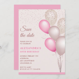 Blush Pink Glitzer Save the Date 68. Geburtstag Einladung
