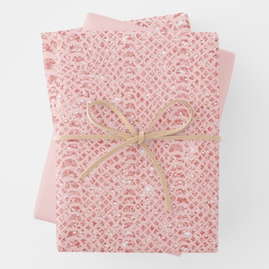 Blush Pink Glitzer Schlange Hautfarbe Tierdruck Geschenkpapier Set (Beispiel)