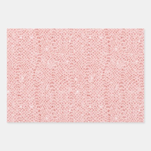 Blush Pink Glitzer Schlange Hautfarbe Tierdruck Geschenkpapier Set (Vorderseite)