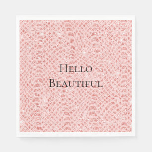 Blush Pink Glitzer Schlange Hautfarbe Tierdruck Serviette