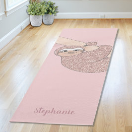 Blush Pink Glitzer Sloth Personalisiert Yogamatte