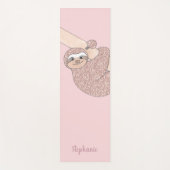 Blush Pink Glitzer Sloth Personalisiert Yogamatte (Vorderseite)