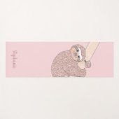 Blush Pink Glitzer Sloth Personalisiert Yogamatte (Vorderseite (Horizontal))