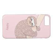 Blush Pink Glitzer Slotname Monogram Girl Case-Mate iPhone Hülle (Rückseite (Horizontal))