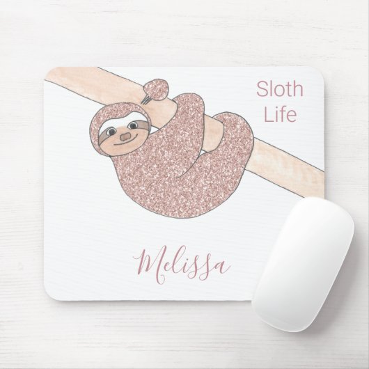 Blush Pink Glitzer Slots Lebensdauer Name Mousepad (Mit Mouse)