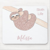 Blush Pink Glitzer Slots Lebensdauer Name Mousepad (Vorne)