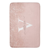 Blush Pink Glitzer Sparkle Monogram Elegant Custom Badematte (Vorderseite Vertikal)
