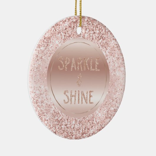 Blush Pink Glitzer Sparkline Keramik Ornament (Rechts)