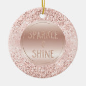 Blush Pink Glitzer Sparkline Keramik Ornament (Vorne)