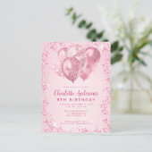 Blush Pink Glitzer Sparkon Ballon Kindergeburtstag Postkarte (Stehend Vorderseite)