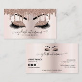 Blush Pink Glitzer Tropfen Makeup Artist Lashist Visitenkarte (Vorne/Hinten)